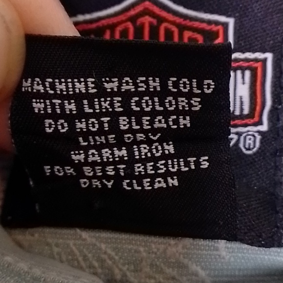 Harley-Davidson silk and cotton button down long sleeve shirt L light blue & grn - Picture 9 of 9